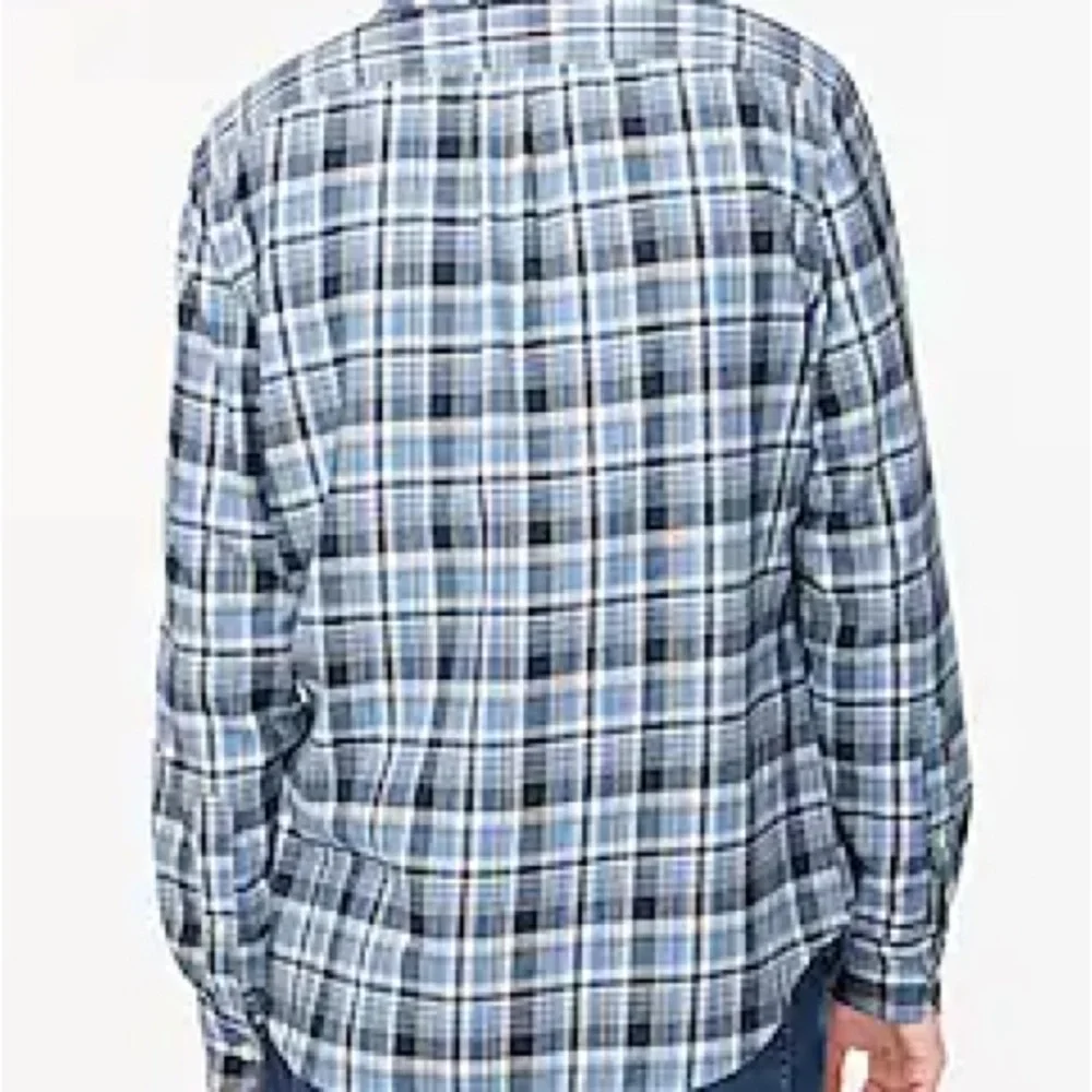 NWT J.Crew Men's Classic Plaid Flannel Shirt - Size L Gray Blue W